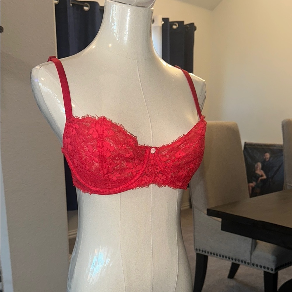 Elegant Red Lace Bra